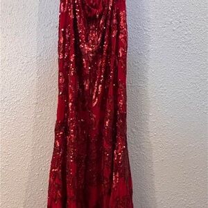 Elegant Red Sequin Prom Dress